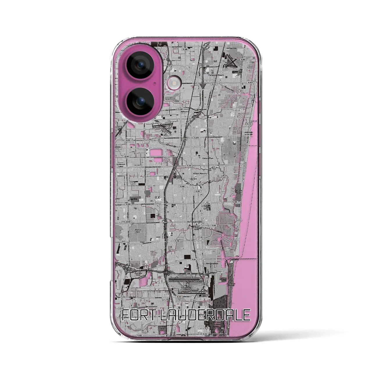 【フォートローダーデール(アメリカ)】地図柄iPhoneケース(クリアタイプ)