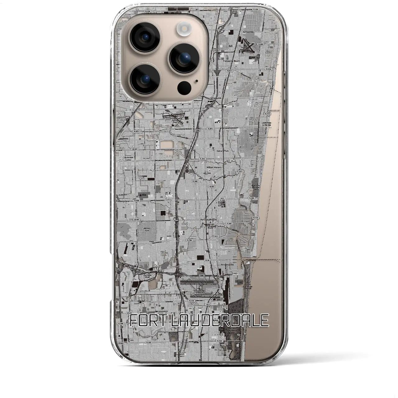 【フォートローダーデール(アメリカ)】地図柄iPhoneケース(クリアタイプ)