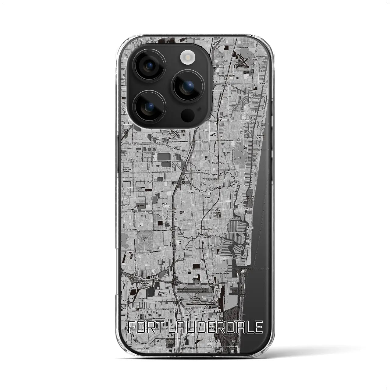 【フォートローダーデール(アメリカ)】地図柄iPhoneケース(クリアタイプ)