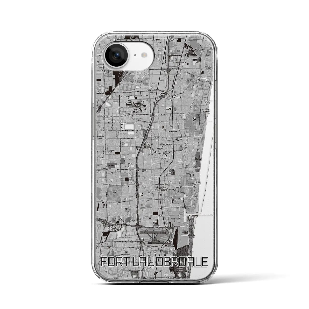 【フォートローダーデール(アメリカ)】地図柄iPhoneケース(クリアタイプ)