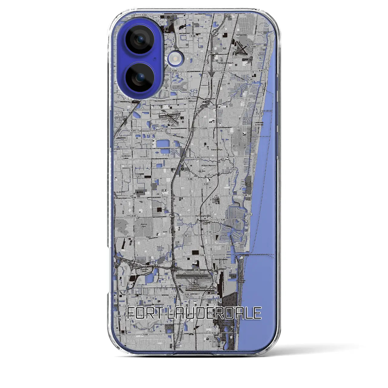 【フォートローダーデール(アメリカ)】地図柄iPhoneケース(クリアタイプ)