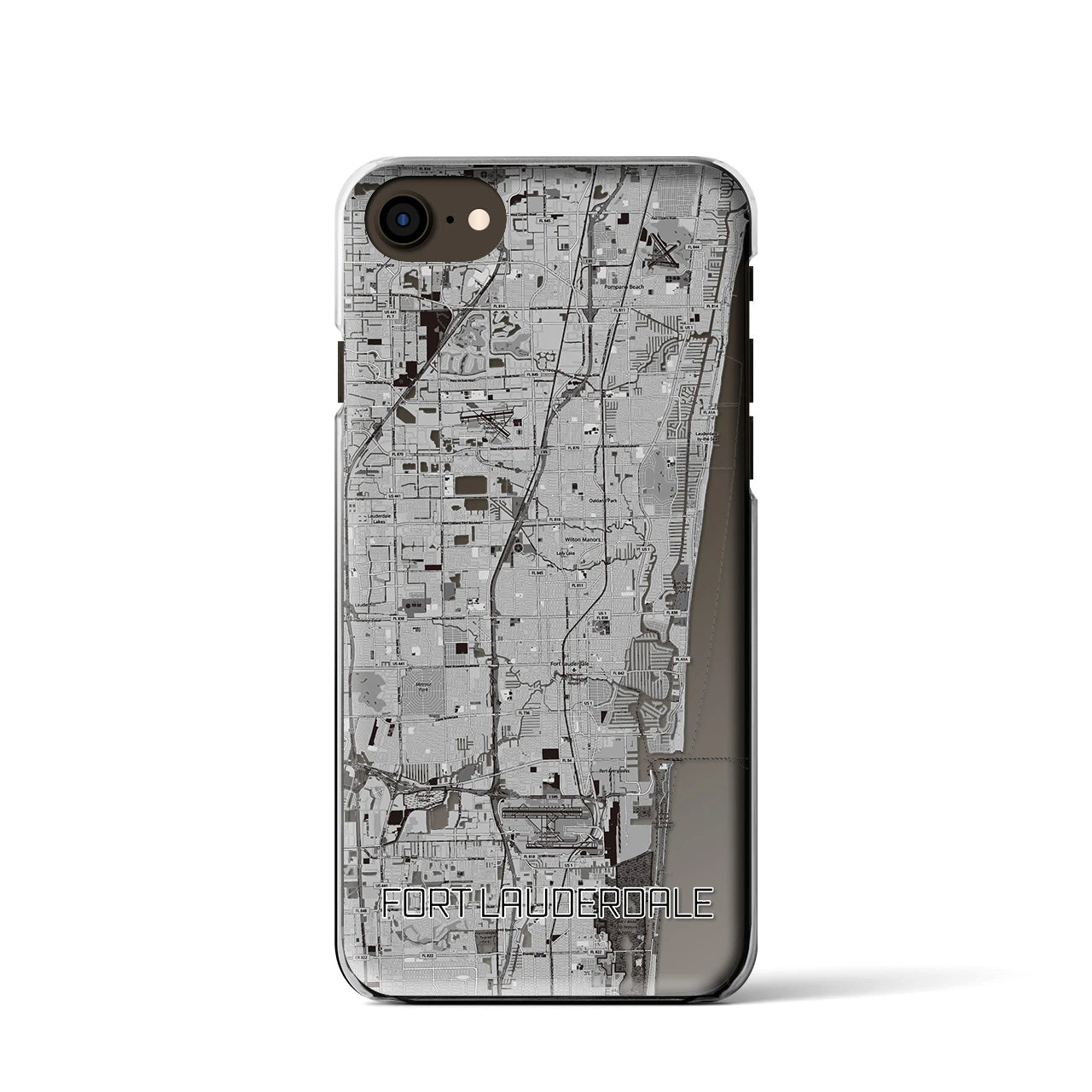 【フォートローダーデール(アメリカ)】地図柄iPhoneケース(クリアタイプ)