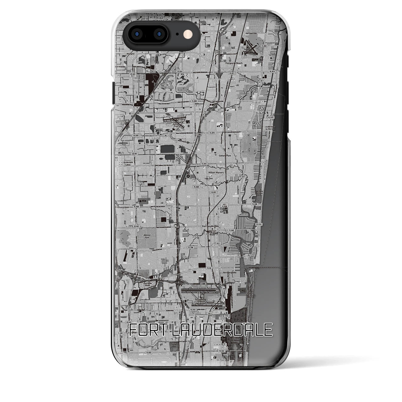 【フォートローダーデール(アメリカ)】地図柄iPhoneケース(クリアタイプ)