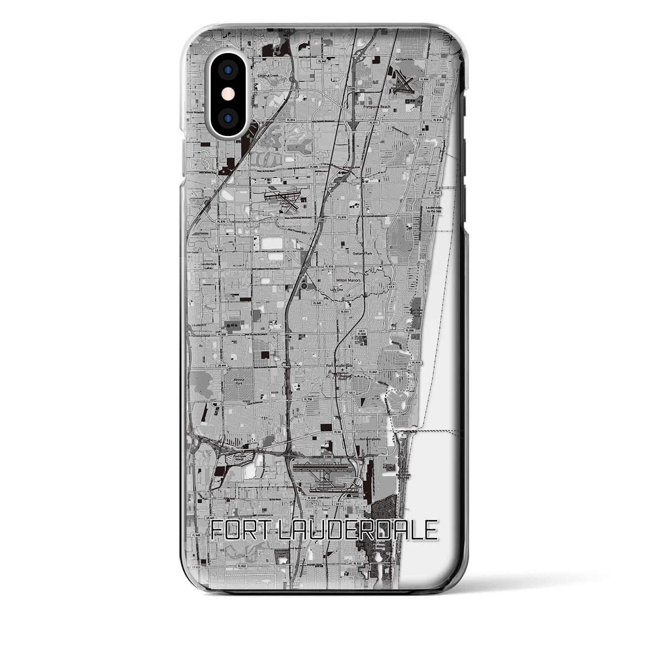 【フォートローダーデール(アメリカ)】地図柄iPhoneケース(クリアタイプ)