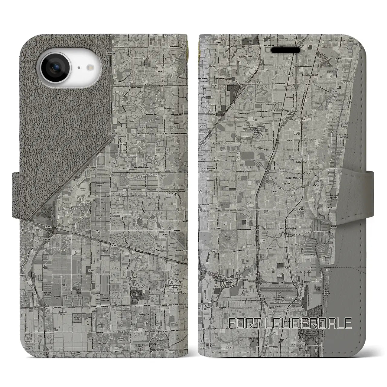 【フォートローダーデール(アメリカ)】地図柄iPhoneケース(手帳タイプ)