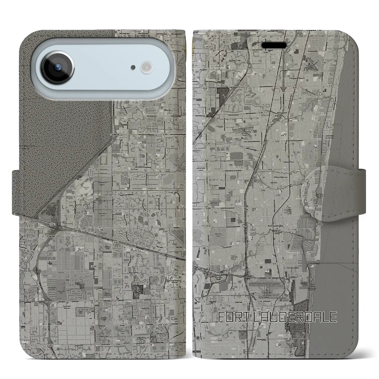 【フォートローダーデール(アメリカ)】地図柄iPhoneケース(手帳タイプ)