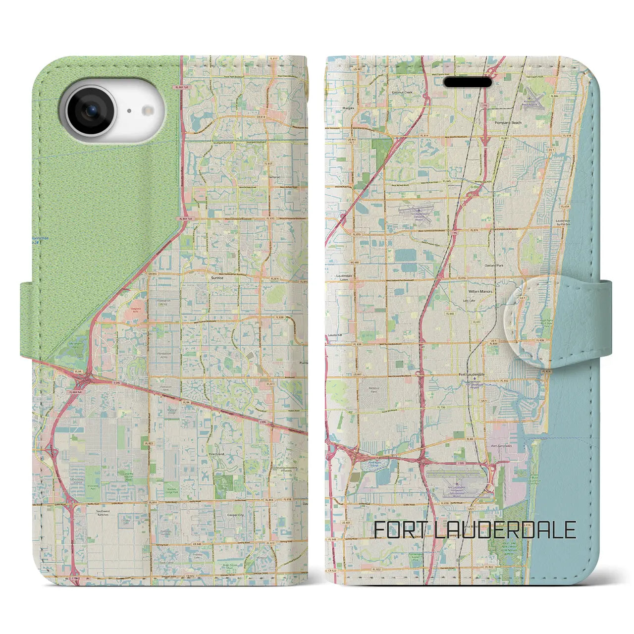 【フォートローダーデール(アメリカ)】地図柄iPhoneケース(手帳タイプ)