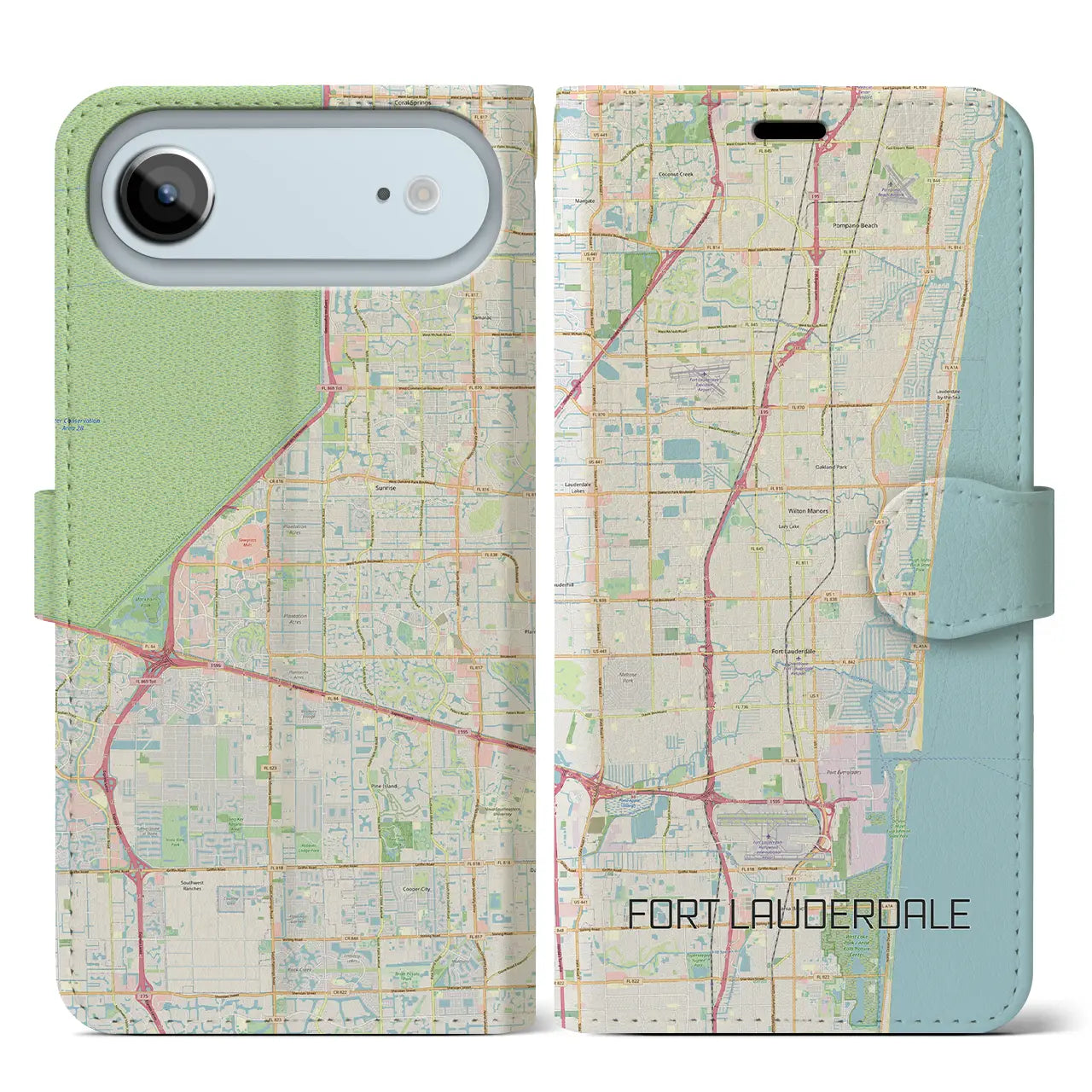 【フォートローダーデール(アメリカ)】地図柄iPhoneケース(手帳タイプ)