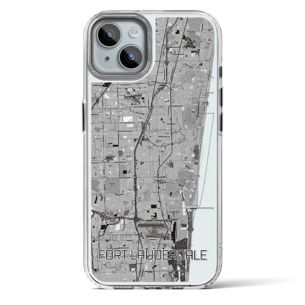 【フォートローダーデール(アメリカ)】地図柄iPhoneケース(MagSafeタイプ)
