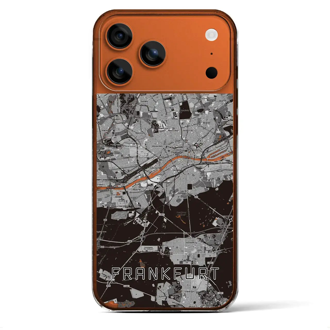 【フランクフルト(ドイツ)】地図柄iPhoneケース(クリアタイプ)モノトーン・iPhone 17 Pro Max 用