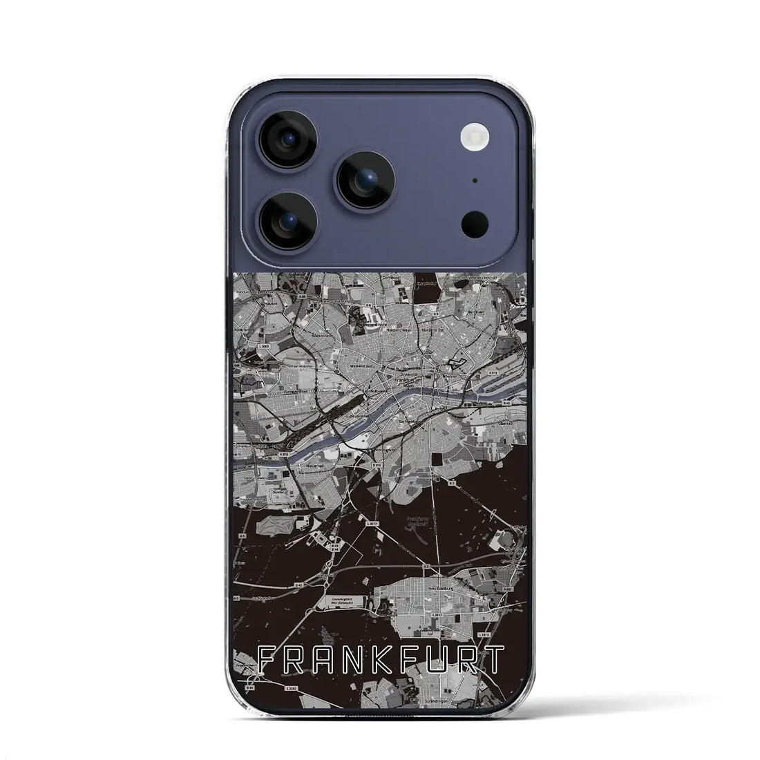 【フランクフルト(ドイツ)】地図柄iPhoneケース(クリアタイプ)モノトーン・iPhone 17 Pro Max 用