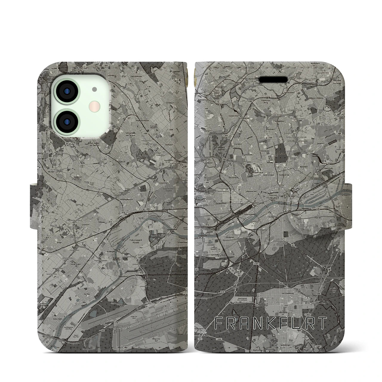 【フランクフルト(ドイツ)】地図柄iPhoneケース(手帳タイプ)