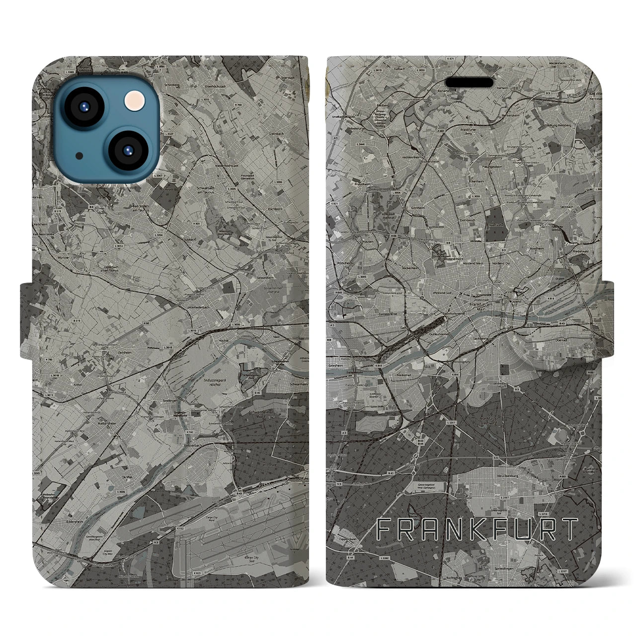 【フランクフルト(ドイツ)】地図柄iPhoneケース(手帳タイプ)