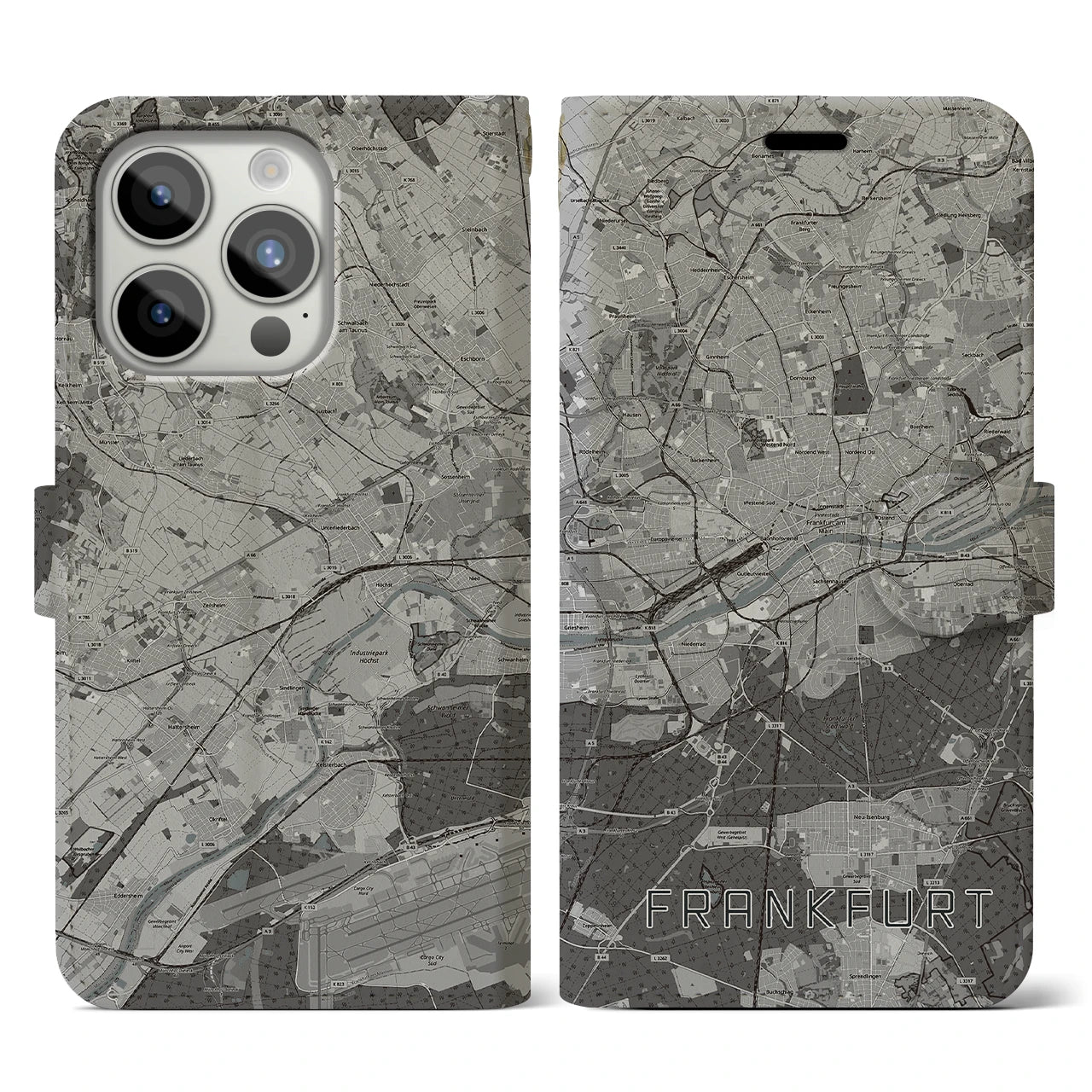 【フランクフルト(ドイツ)】地図柄iPhoneケース(手帳タイプ)