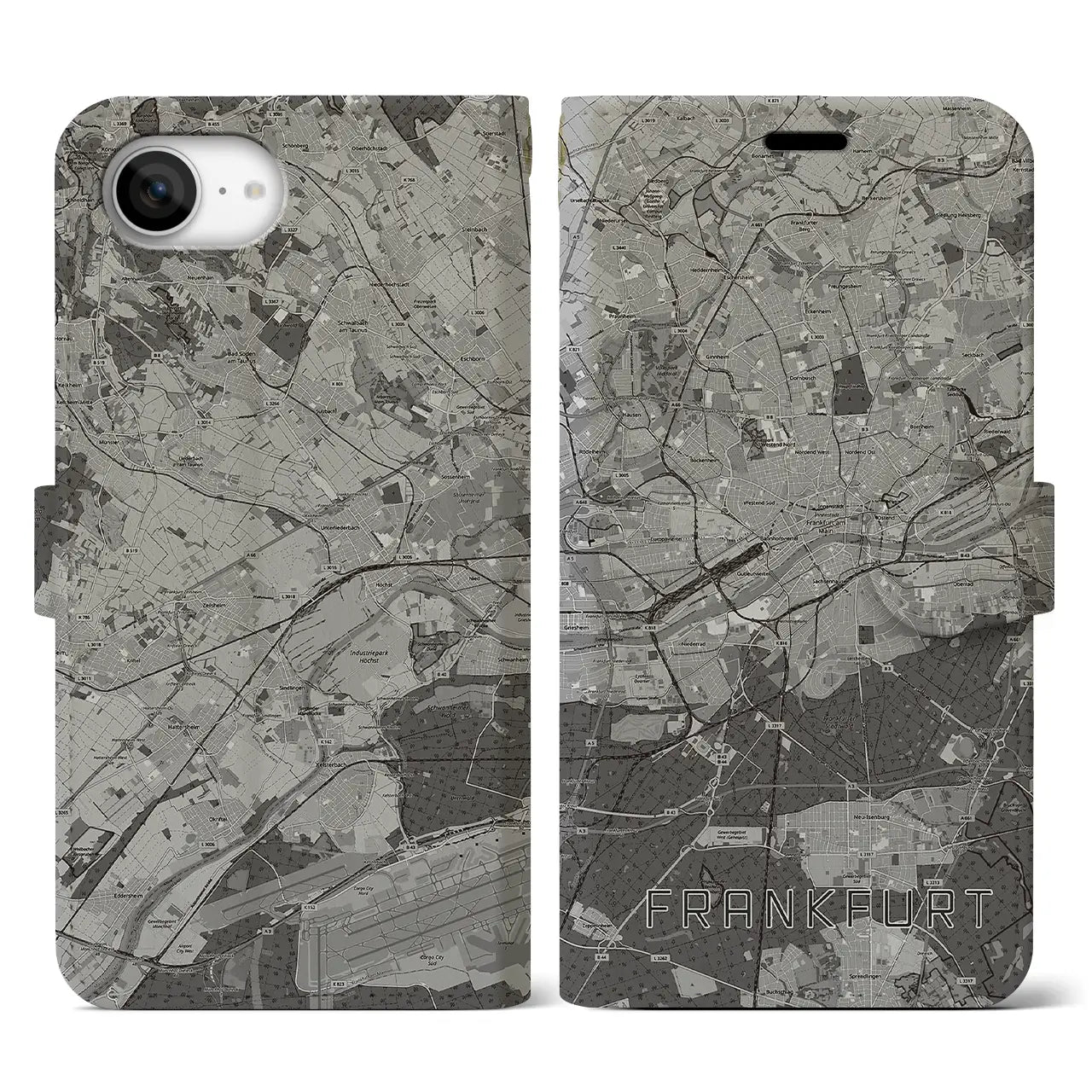 【フランクフルト(ドイツ)】地図柄iPhoneケース(手帳タイプ)