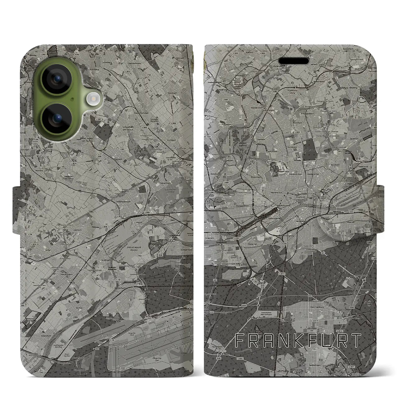 【フランクフルト(ドイツ)】地図柄iPhoneケース(手帳タイプ)