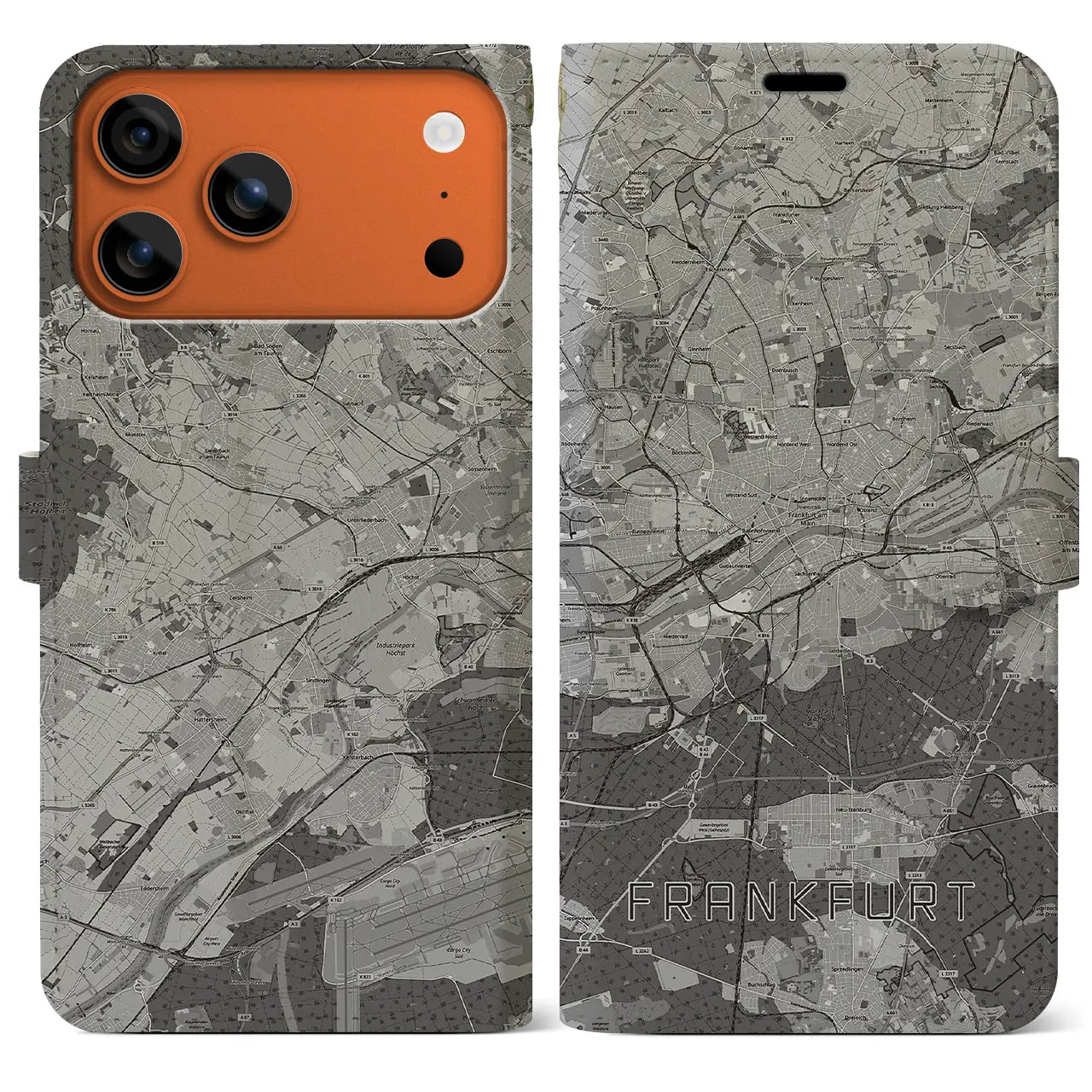 【フランクフルト(ドイツ)】地図柄iPhoneケース(手帳タイプ)