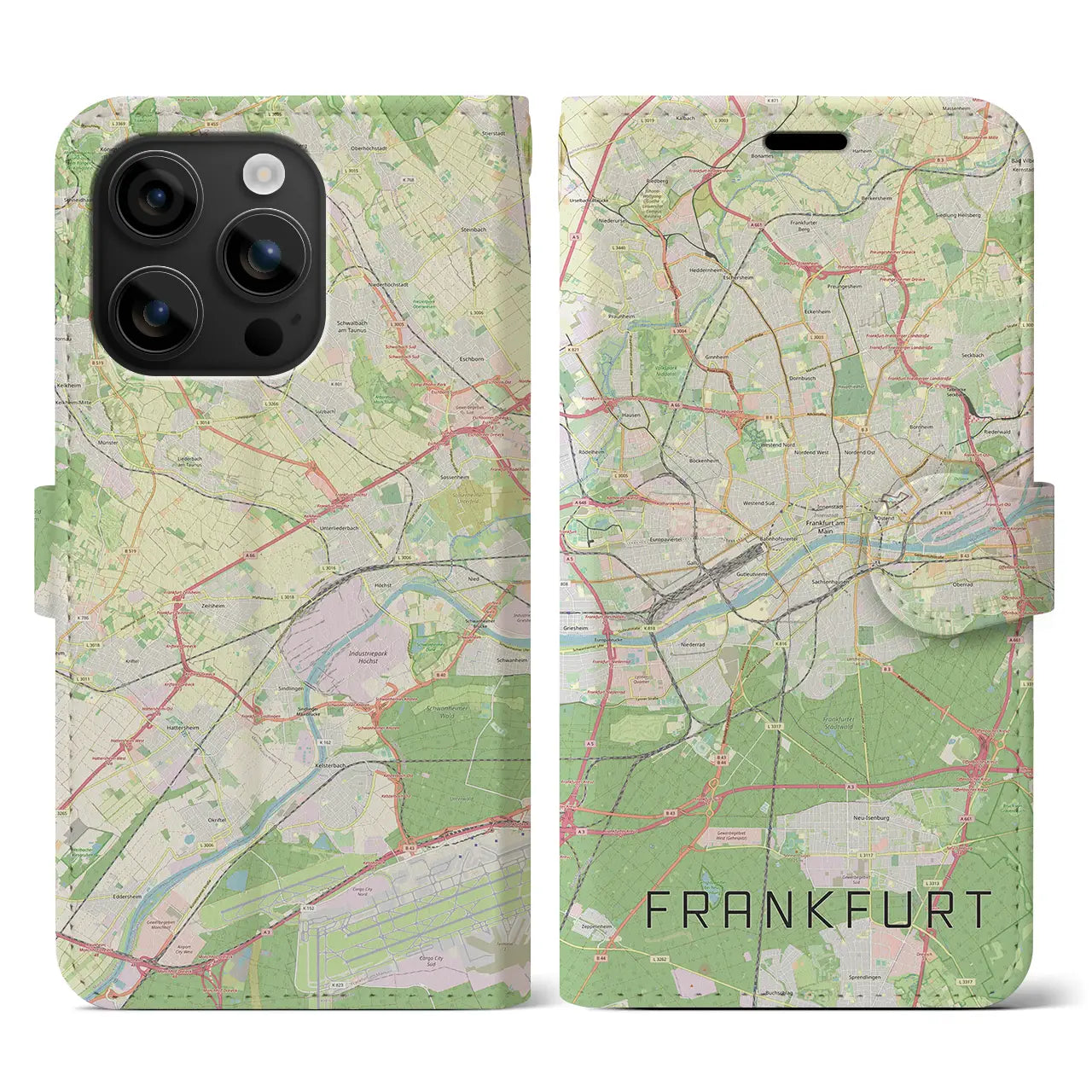 【フランクフルト(ドイツ)】地図柄iPhoneケース(手帳タイプ)ナチュラル・iPhone 16 用