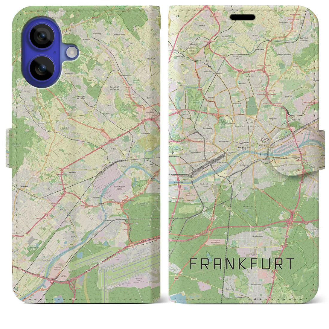 【フランクフルト(ドイツ)】地図柄iPhoneケース(手帳タイプ)ナチュラル・iPhone 16 Pro Max 用