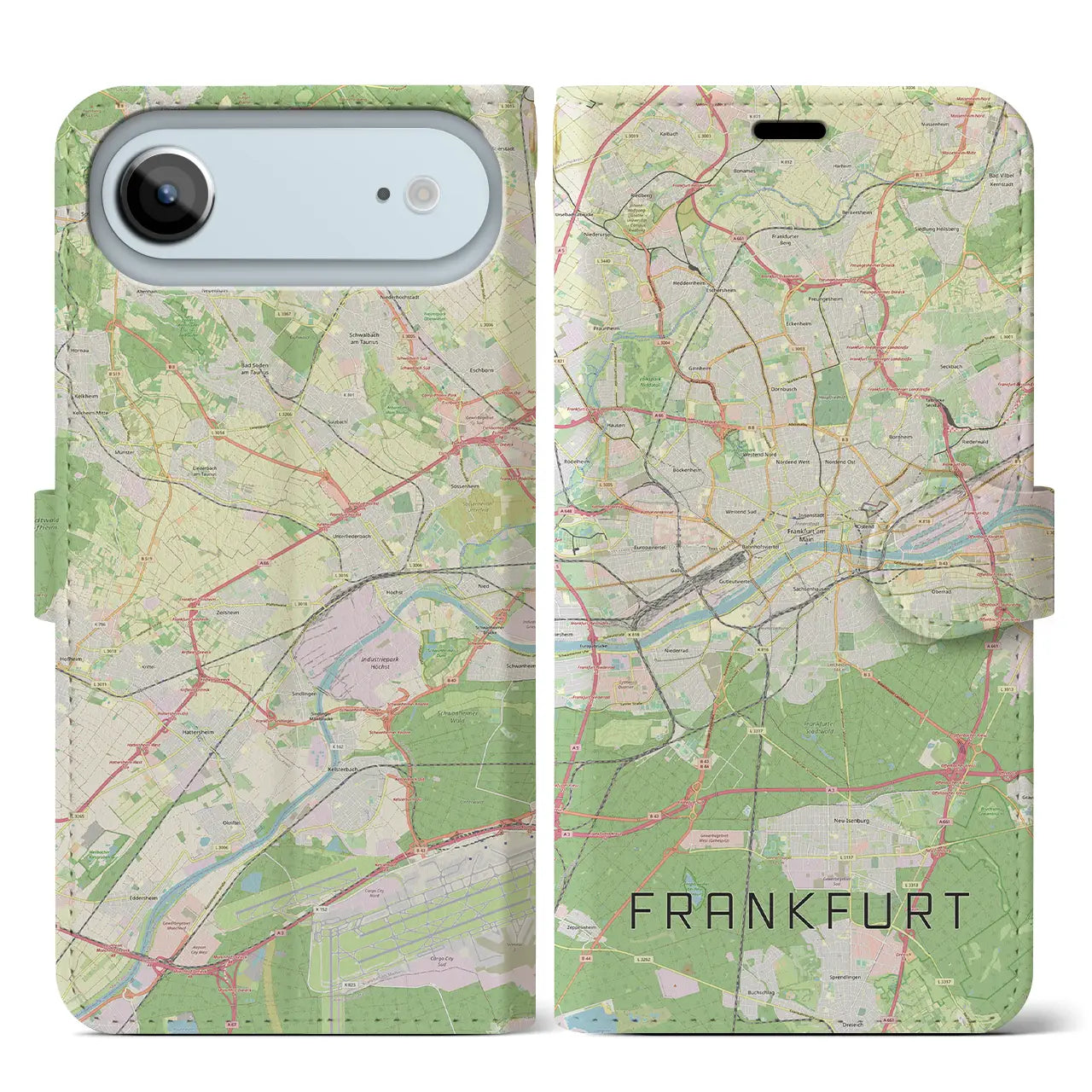 【フランクフルト(ドイツ)】地図柄iPhoneケース(手帳タイプ)モノトーン・iPhone 17 Pro Max 用