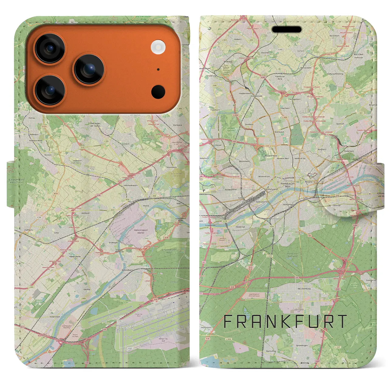 【フランクフルト(ドイツ)】地図柄iPhoneケース(手帳タイプ)