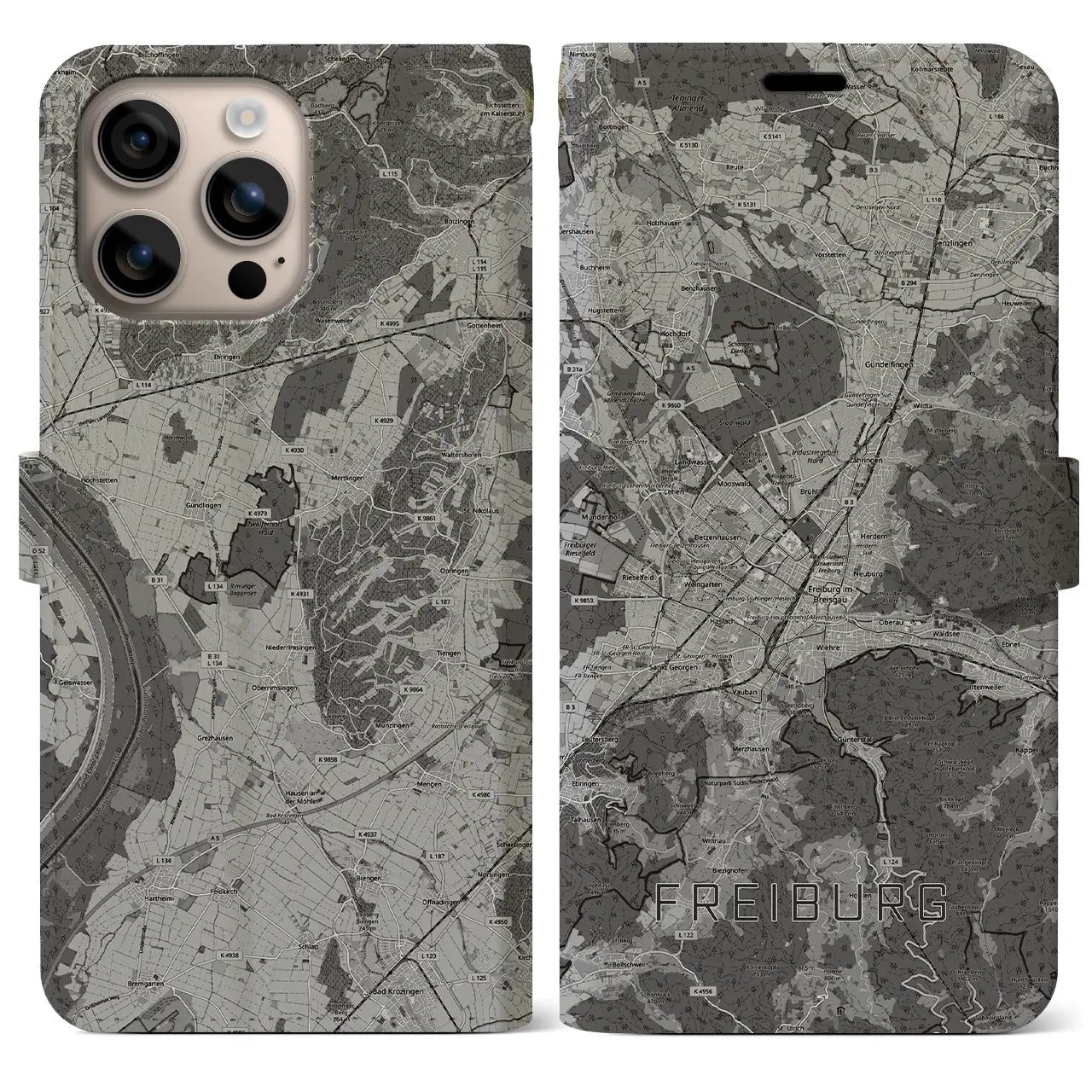【フライブルク(ドイツ)】地図柄iPhoneケース(手帳タイプ)