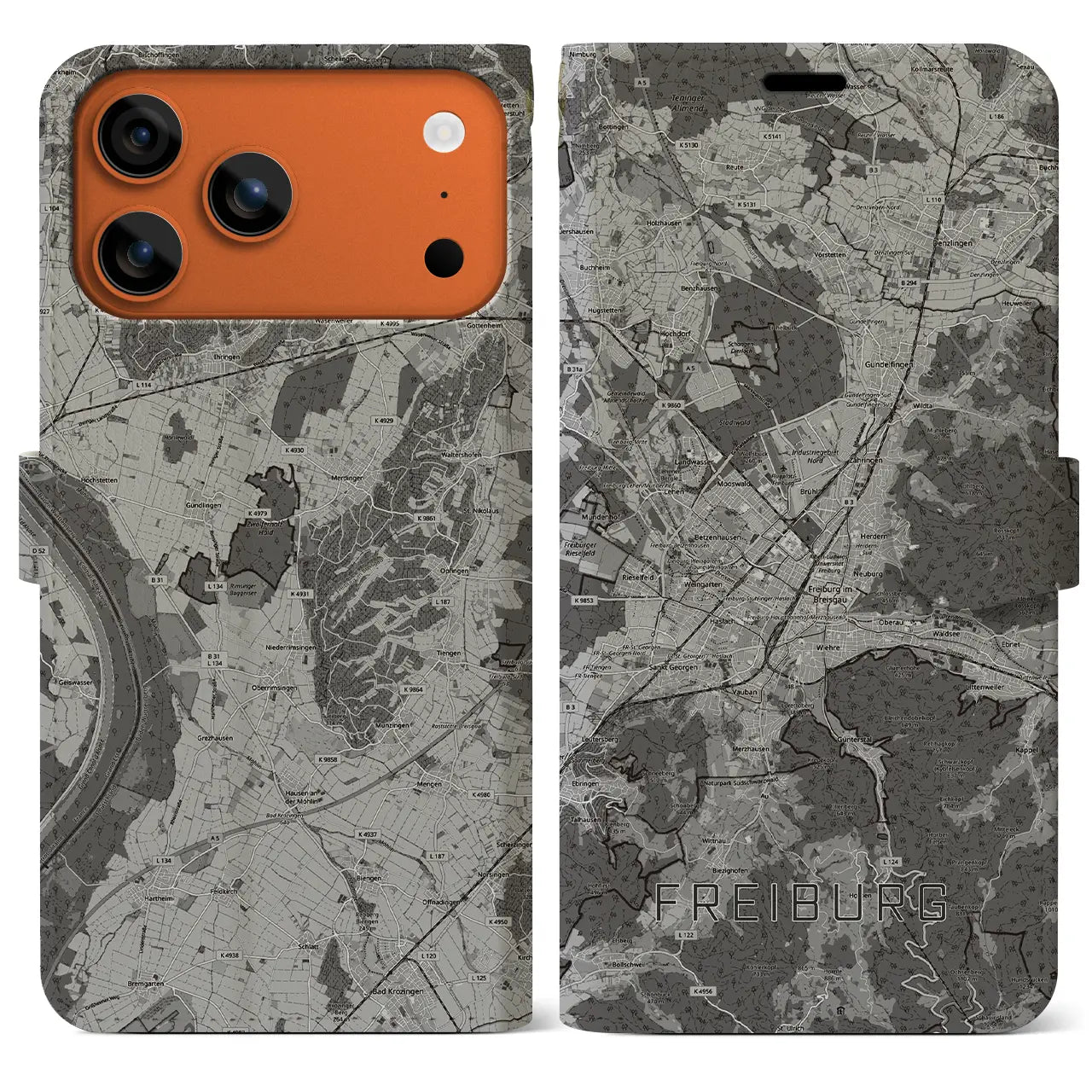 【フライブルク(ドイツ)】地図柄iPhoneケース(手帳タイプ)