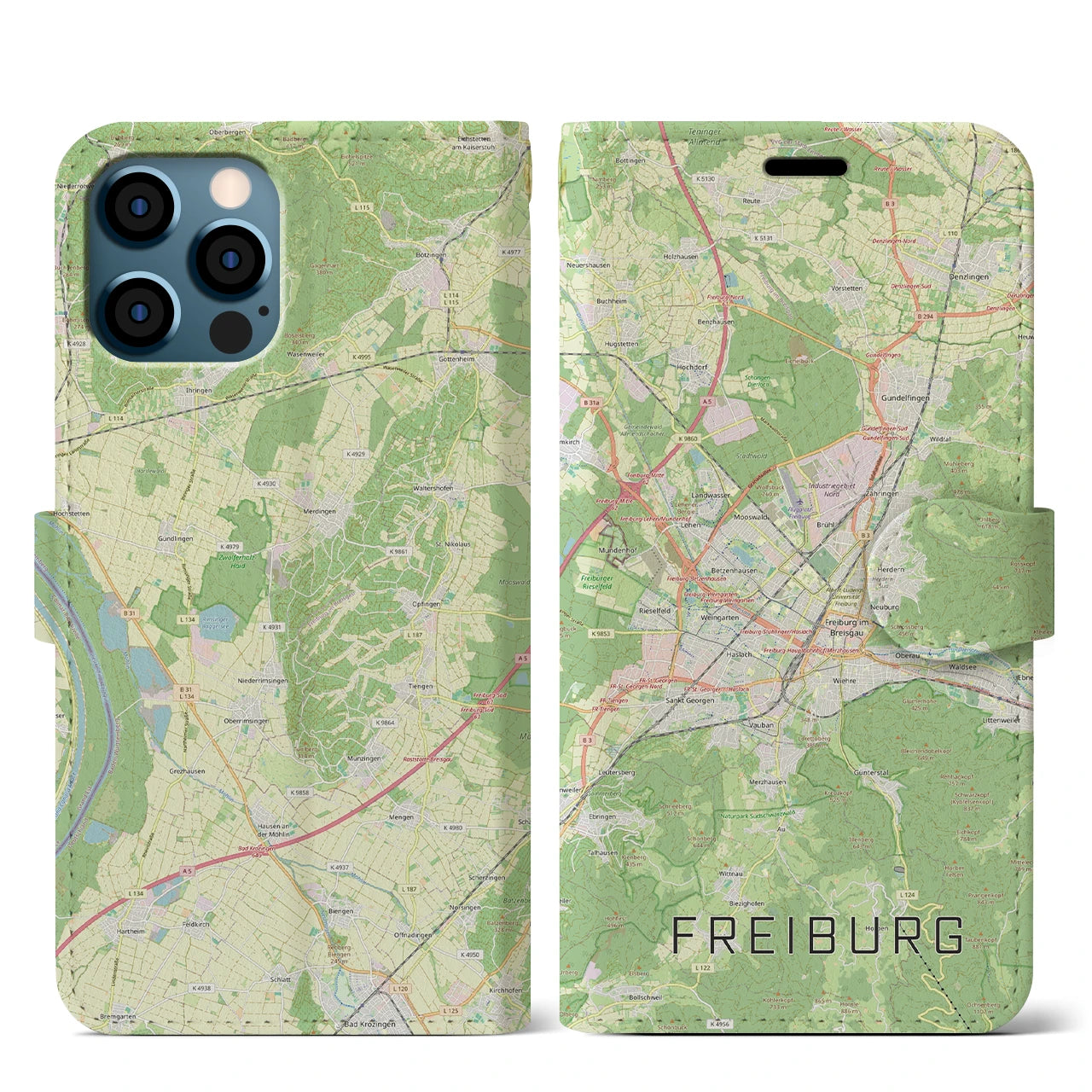 【フライブルク(ドイツ)】地図柄iPhoneケース(手帳タイプ)