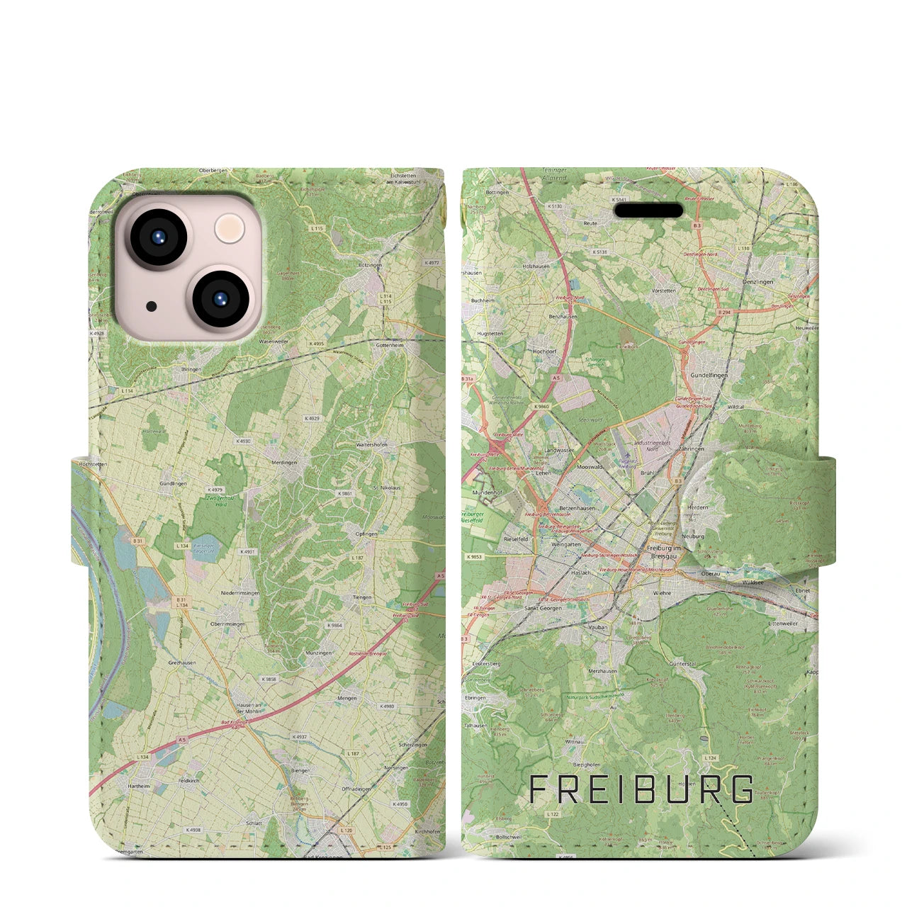 【フライブルク(ドイツ)】地図柄iPhoneケース(手帳タイプ)