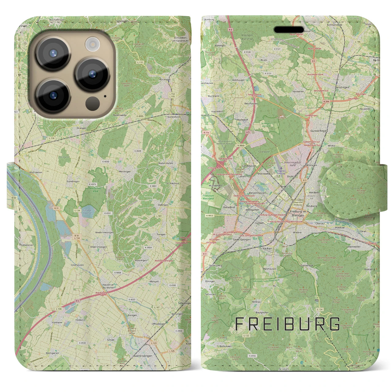 【フライブルク(ドイツ)】地図柄iPhoneケース(手帳タイプ)