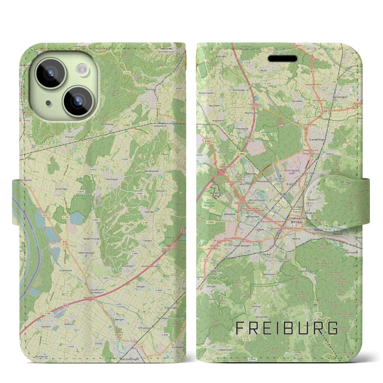 【フライブルク(ドイツ)】地図柄iPhoneケース(手帳タイプ)