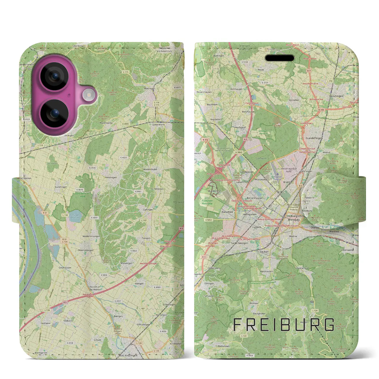 【フライブルク(ドイツ)】地図柄iPhoneケース(手帳タイプ)