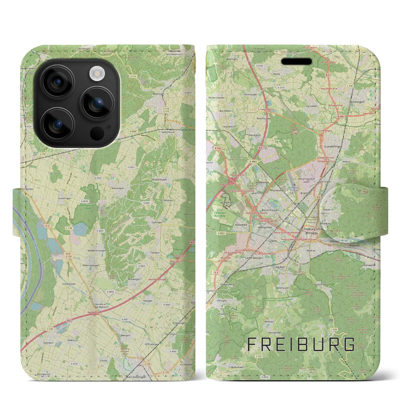 【フライブルク(ドイツ)】地図柄iPhoneケース(手帳タイプ)