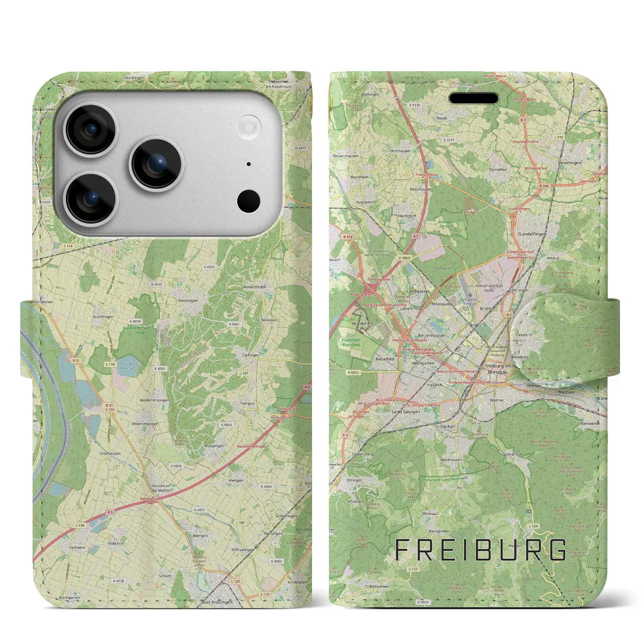 【フライブルク(ドイツ)】地図柄iPhoneケース(手帳タイプ)