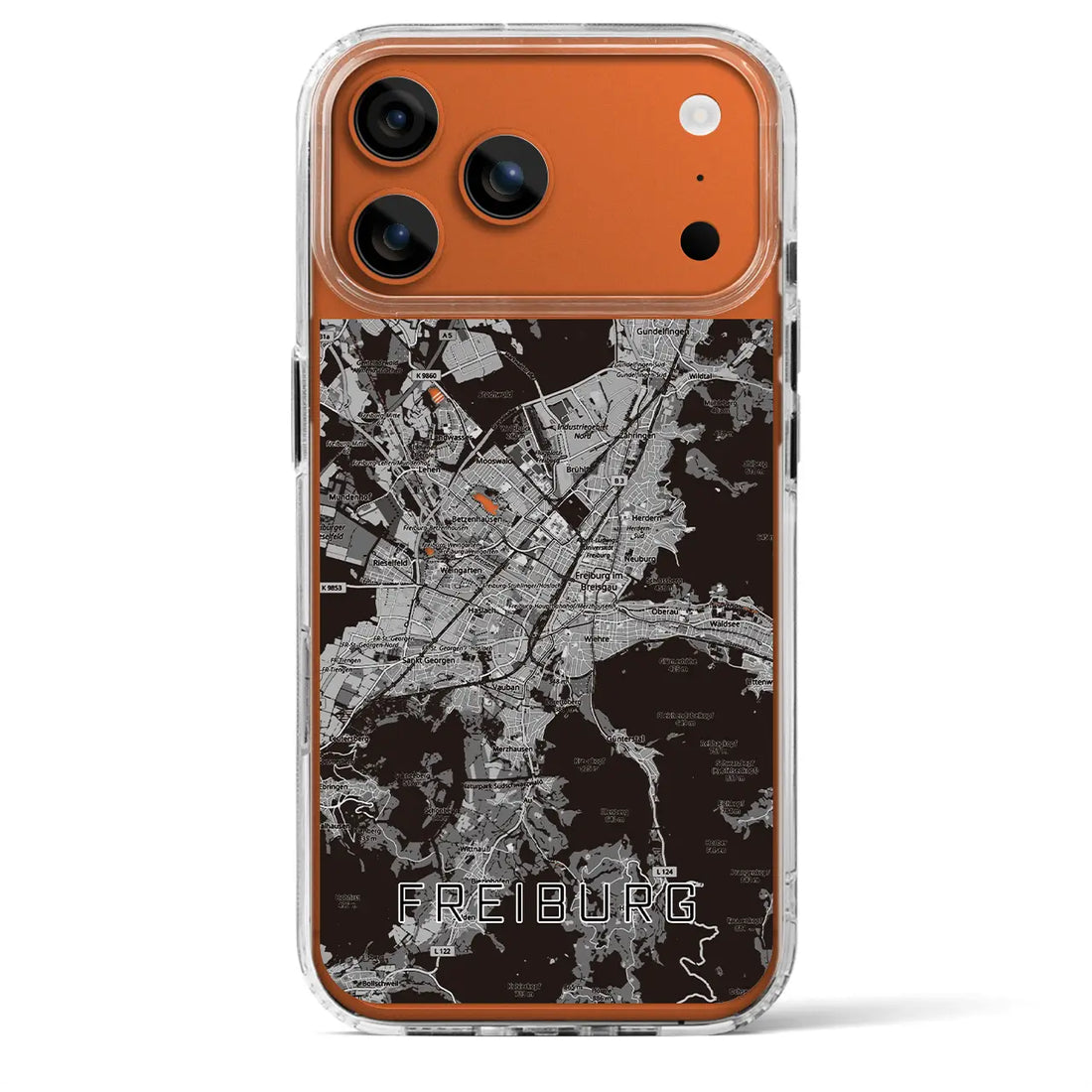 【フライブルク(ドイツ)】地図柄iPhoneケース(MagSafeタイプ)モノトーン・iPhone 17 Pro Max 用