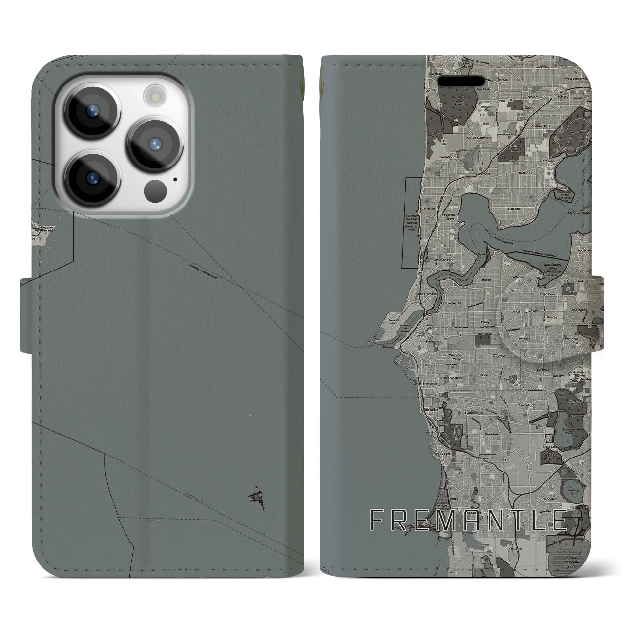 【フリーマントル(オーストラリア)】地図柄iPhoneケース(手帳タイプ)