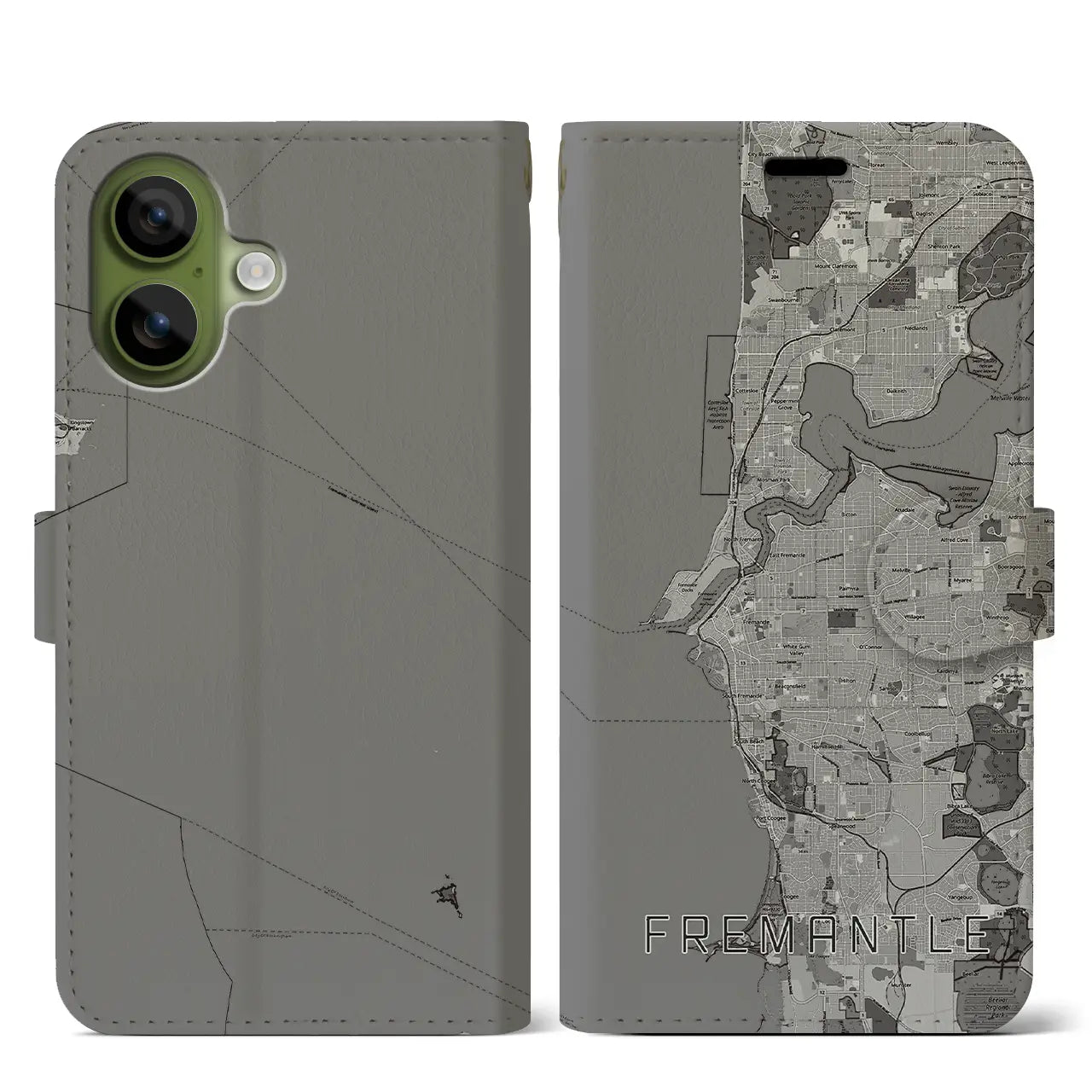 【フリーマントル(オーストラリア)】地図柄iPhoneケース(手帳タイプ)