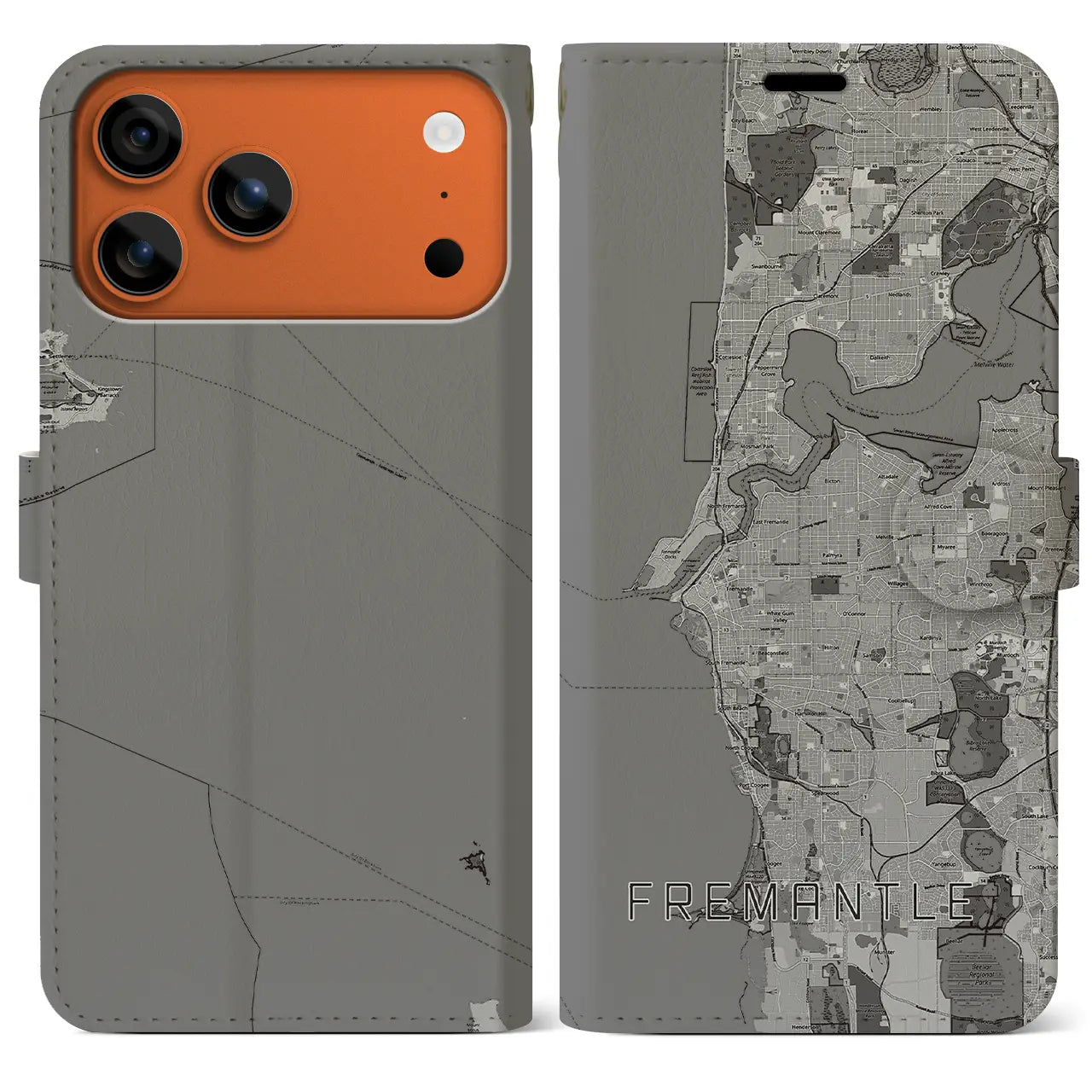 【フリーマントル(オーストラリア)】地図柄iPhoneケース(手帳タイプ)