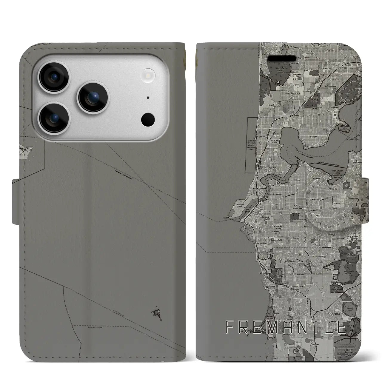 【フリーマントル(オーストラリア)】地図柄iPhoneケース(手帳タイプ)