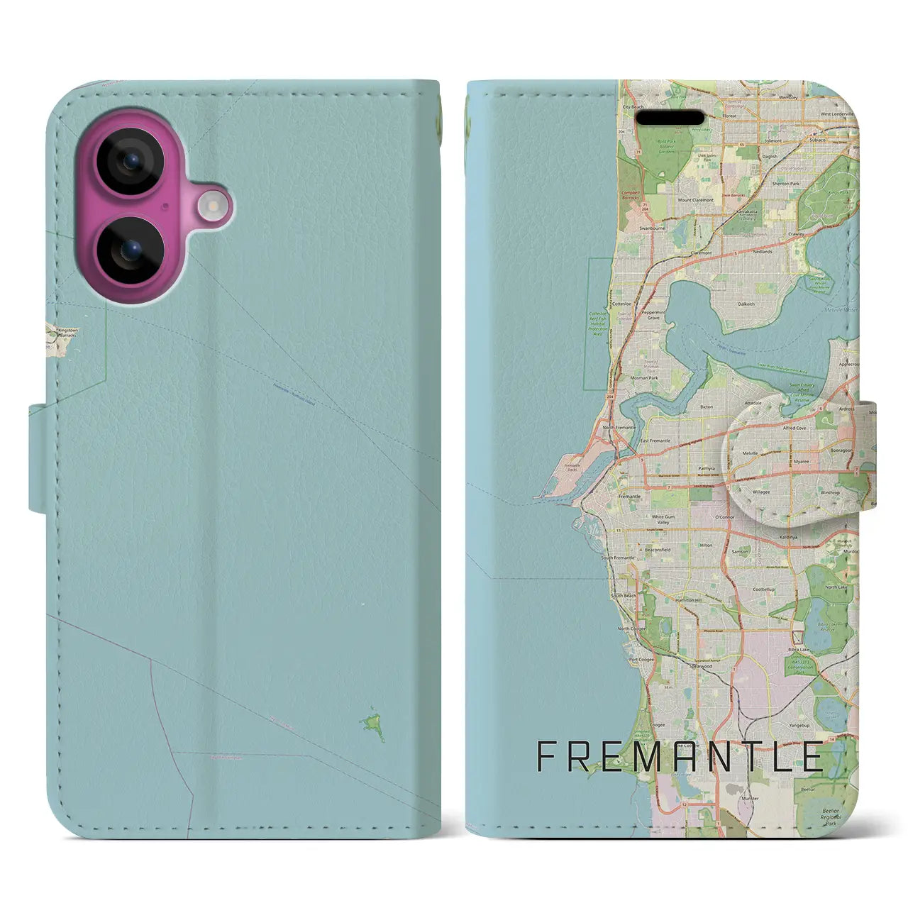 【フリーマントル(オーストラリア)】地図柄iPhoneケース(手帳タイプ)ナチュラル・iPhone 16 Pro 用