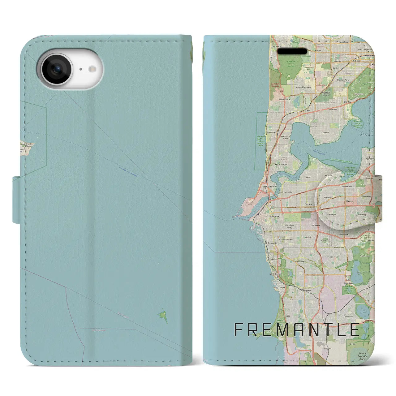 【フリーマントル(オーストラリア)】地図柄iPhoneケース(手帳タイプ)