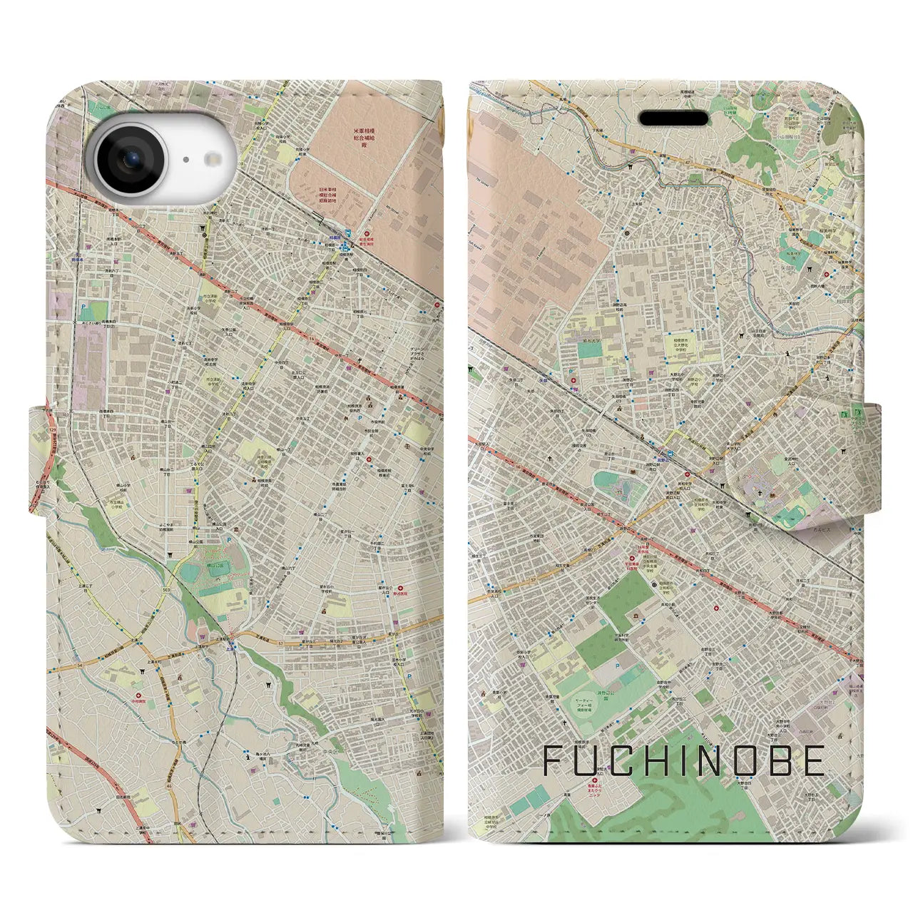 【淵野辺(神奈川県)】地図柄iPhoneケース(手帳タイプ)