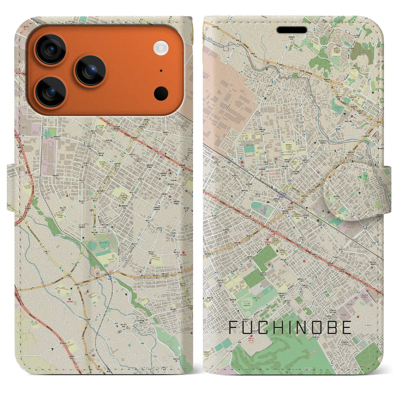 【淵野辺(神奈川県)】地図柄iPhoneケース(手帳タイプ)