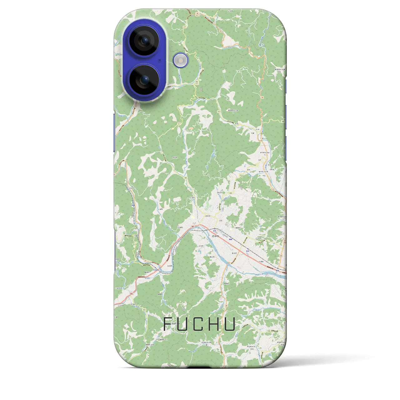 【府中(広島県)】地図柄iPhoneケース(バックカバータイプ)ブラック・iPhone 16 Pro Max 用