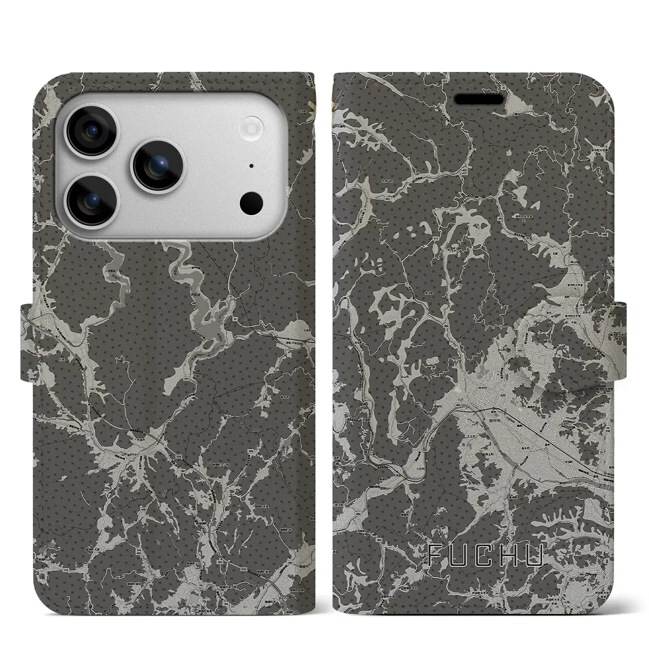 【府中(広島県)】地図柄iPhoneケース(手帳タイプ)