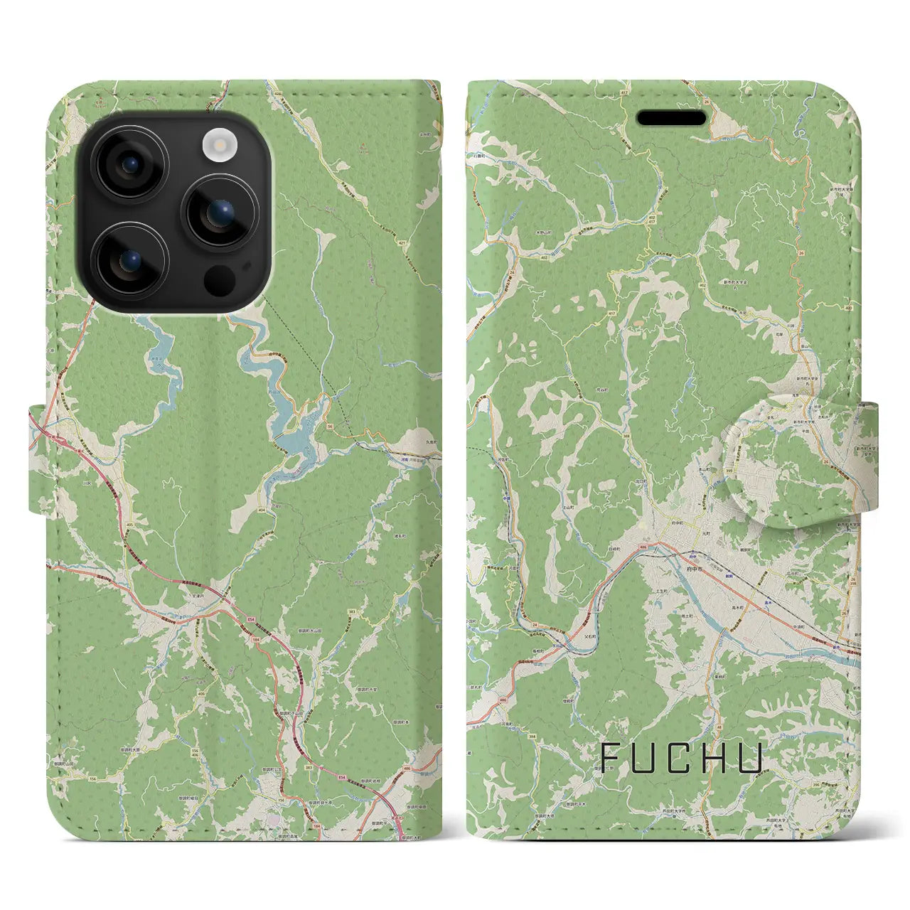 【府中(広島県)】地図柄iPhoneケース(手帳タイプ)