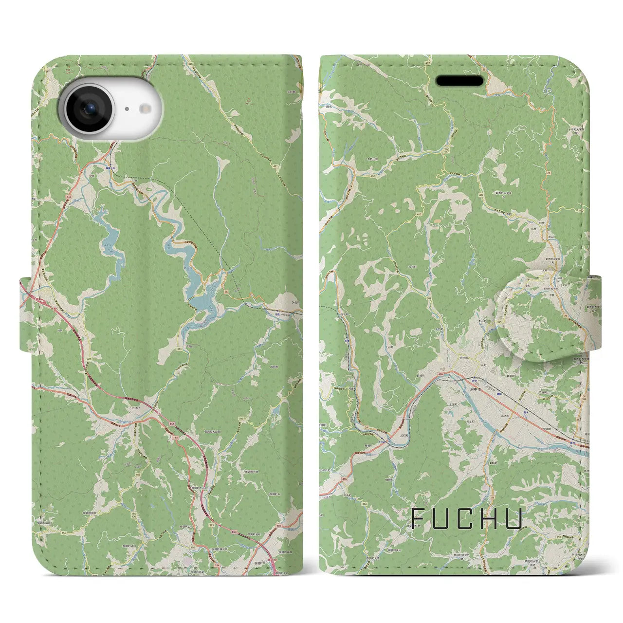 【府中(広島県)】地図柄iPhoneケース(手帳タイプ)