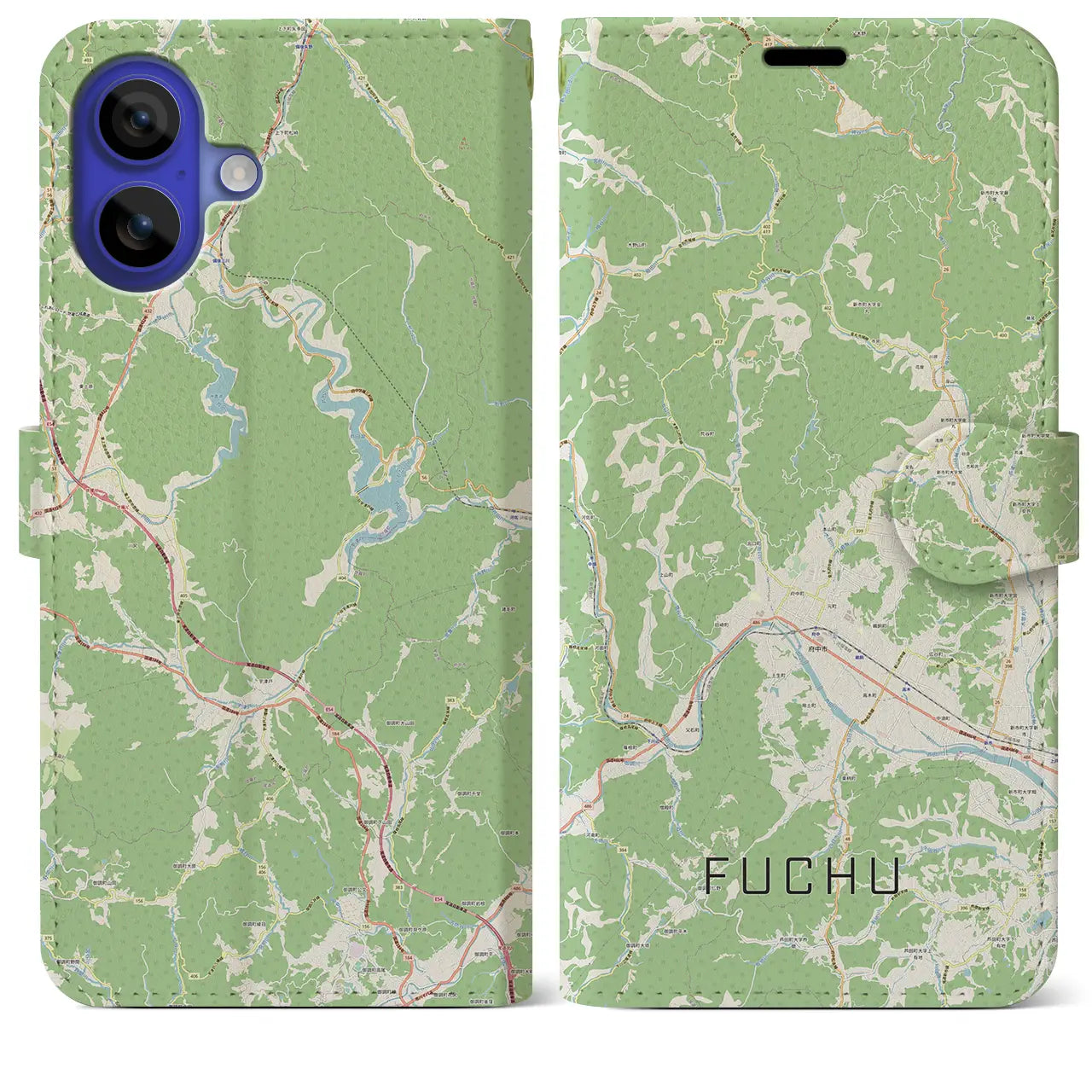 【府中(広島県)】地図柄iPhoneケース(手帳タイプ)ナチュラル・iPhone 16 Pro Max 用