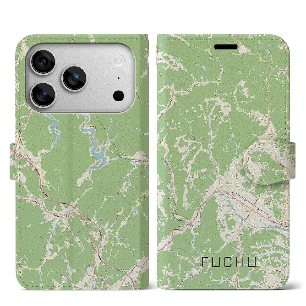 【府中(広島県)】地図柄iPhoneケース(手帳タイプ)