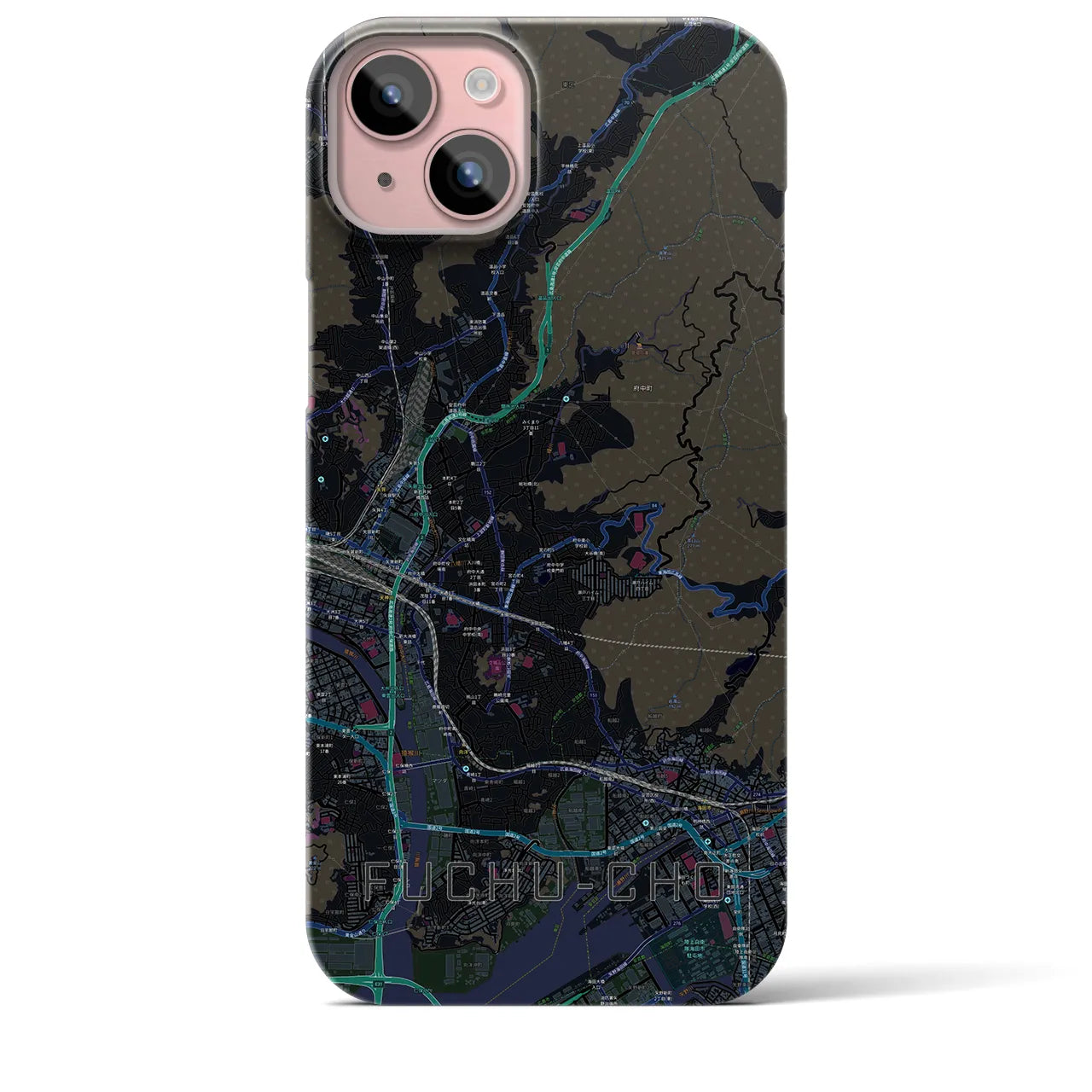 【府中町(広島県)】地図柄iPhoneケース(バックカバータイプ)
